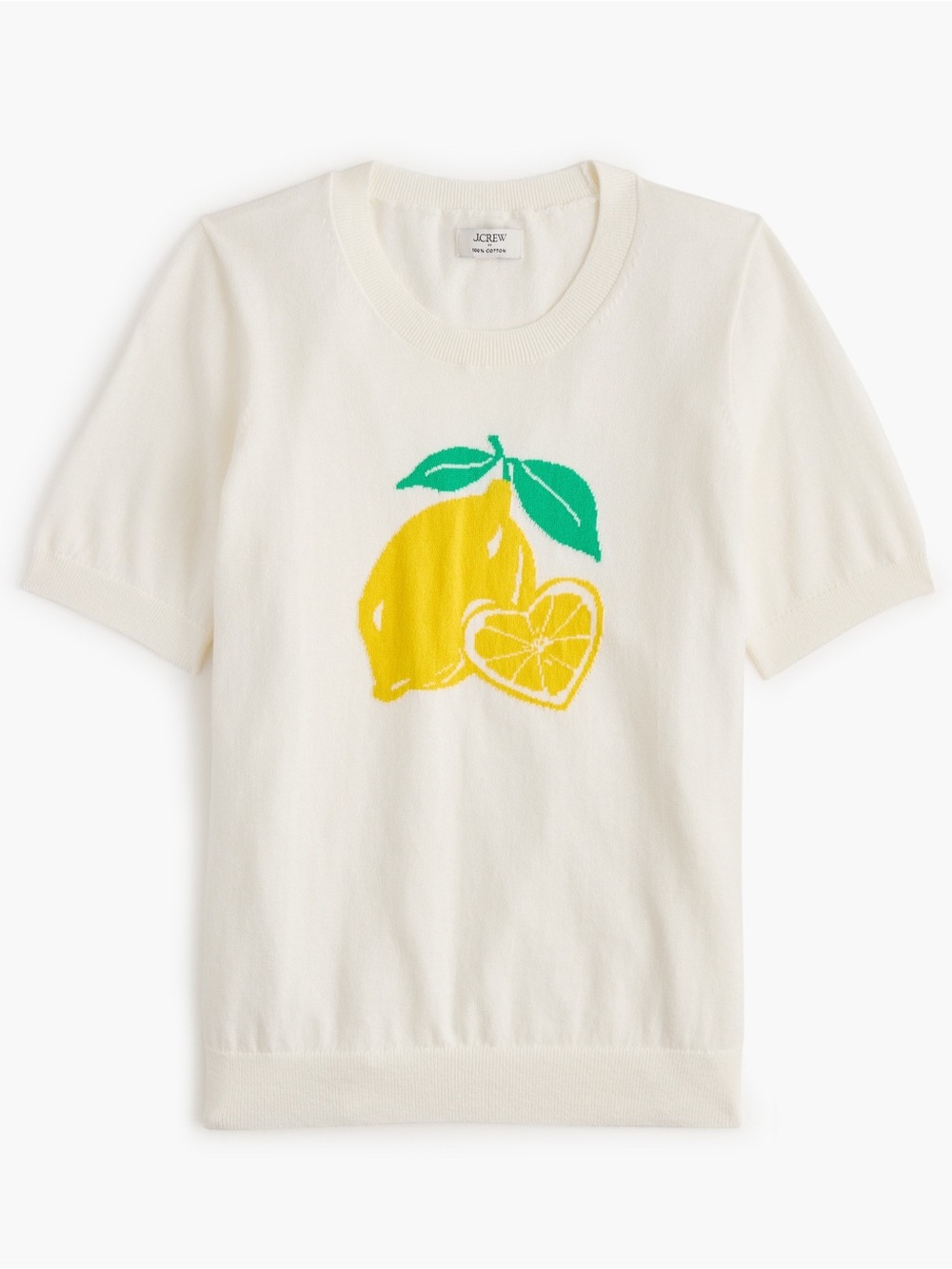 J. Crew Cream Short Sleeve Top with Yellow Lemon Graphic